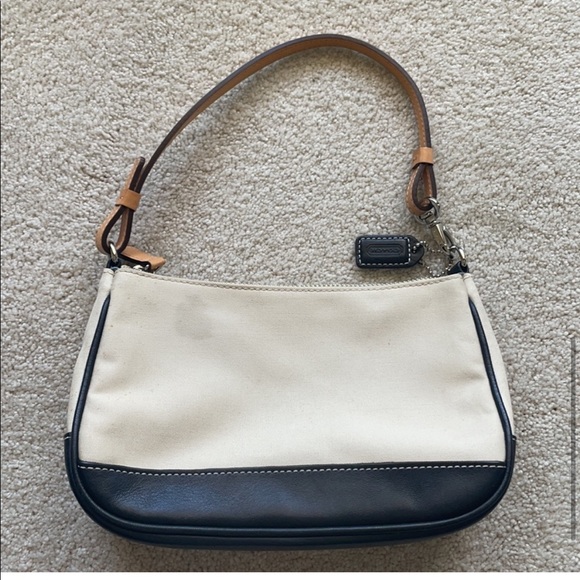Coach cream and navy Demi small handbag - Picture 5 of 15